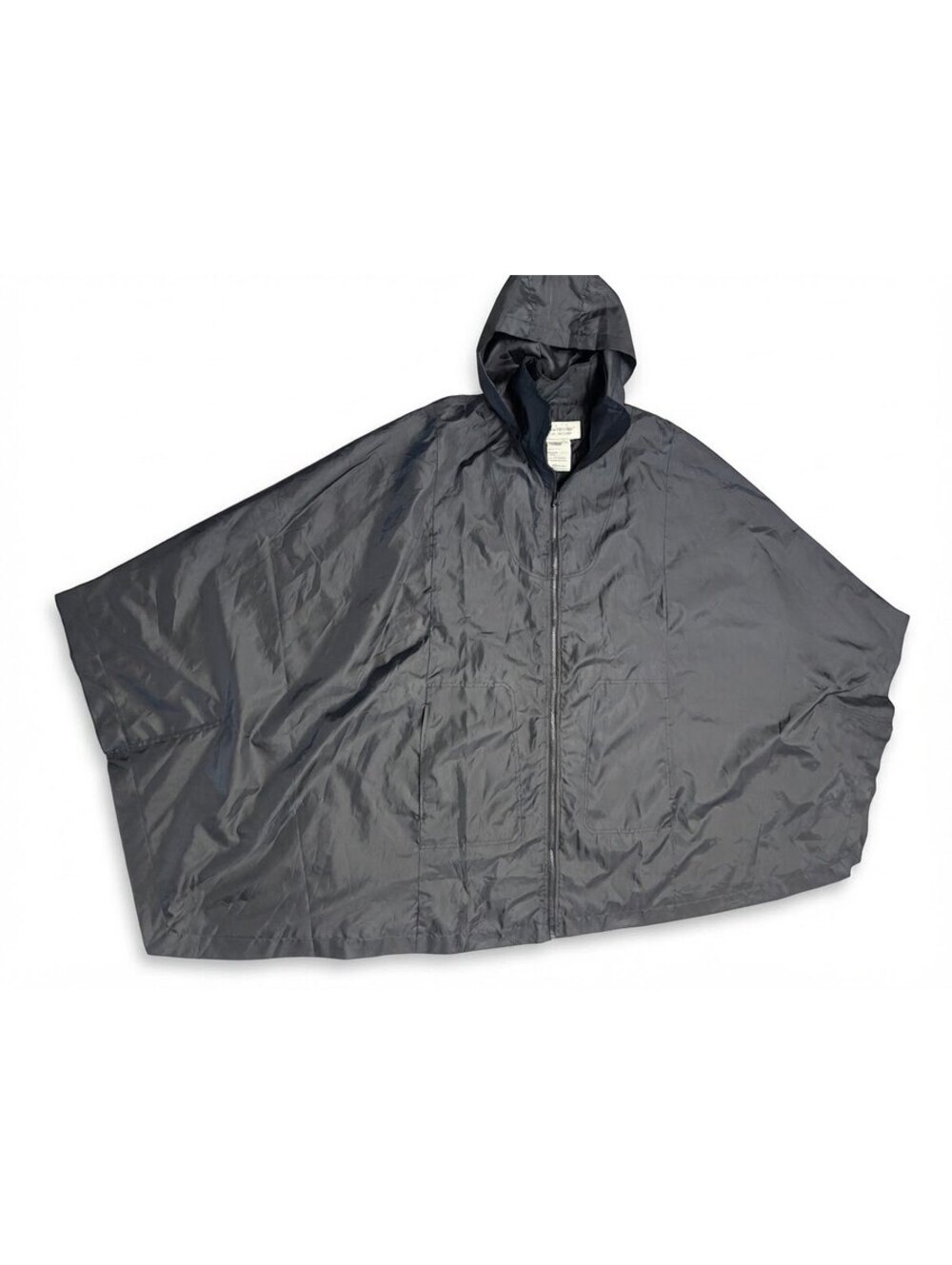 Brylane Woman Weather Solutions Black Hooded Rain Jacket Poncho
